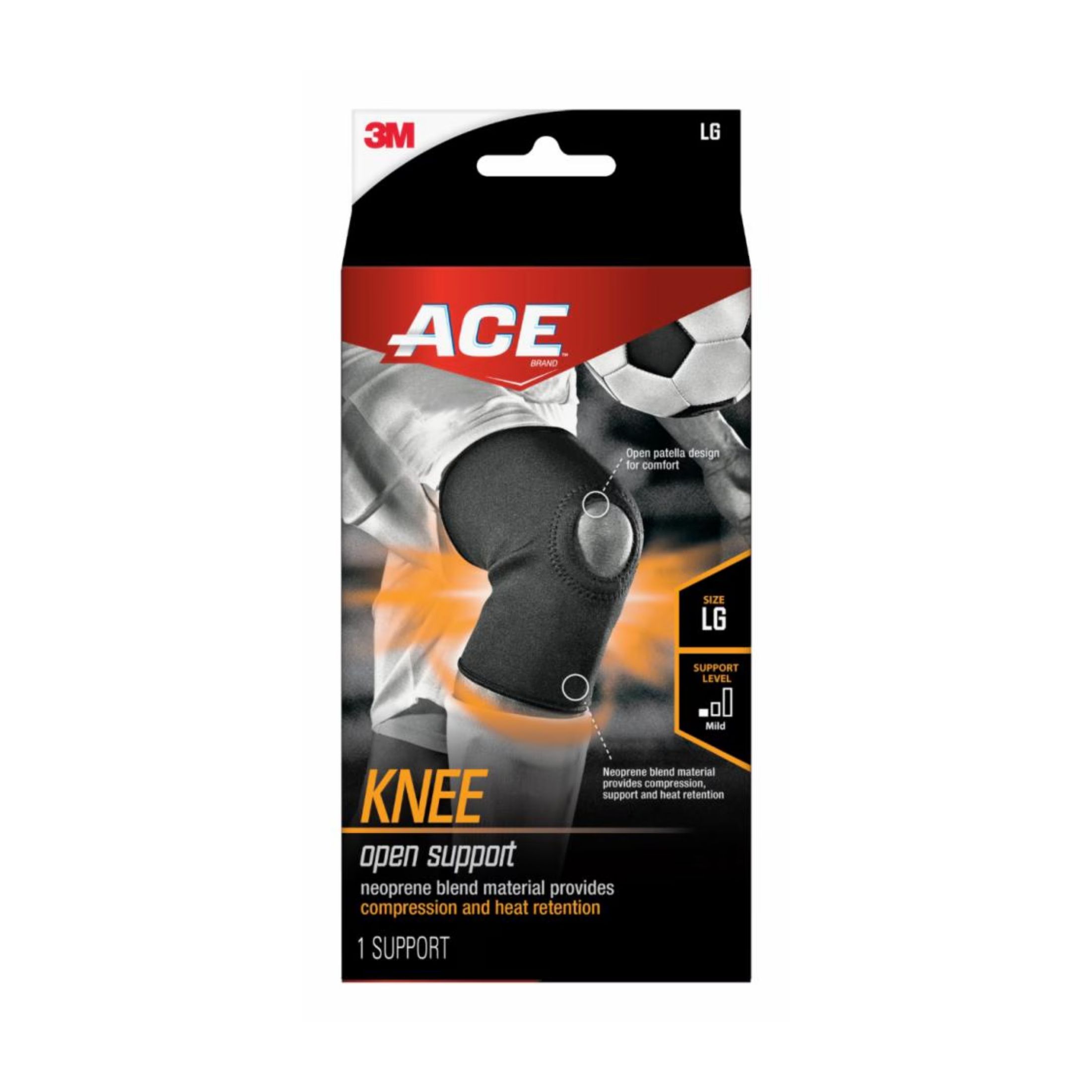 Ace Neoprene Open Knee Support Large Black