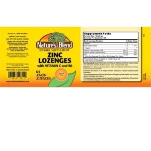 Nature's Blend Zinc Lozenges With Vitamin C Lemon Flavor 120 Tabs