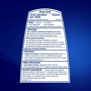 Tums Smoothies Chewable Extra Strength Antacid Tablets For Heartburn Relief, Assorted Fruit