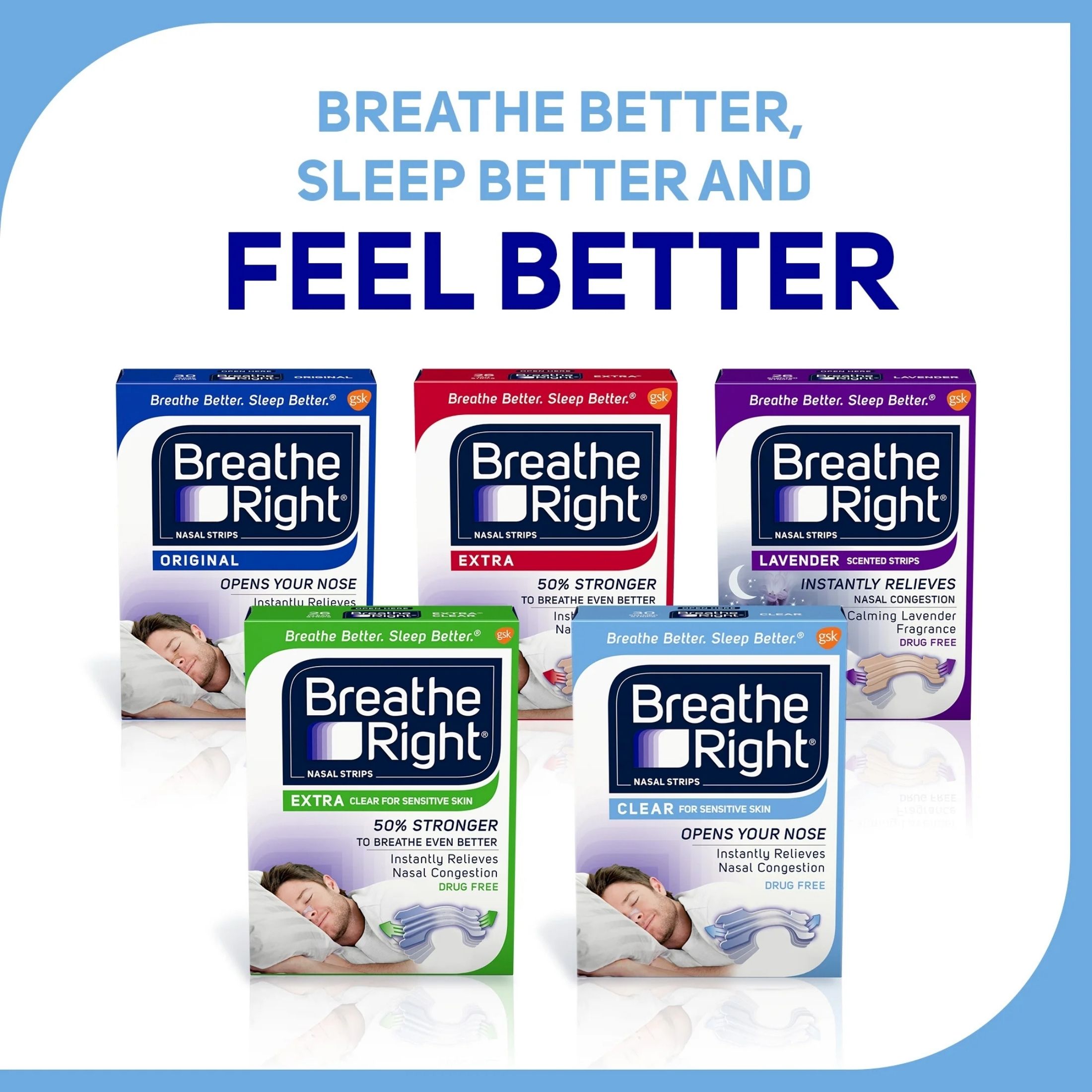 Breathe Right Nasal Strips, For Sensitive Skin, Sm/Med, Clear