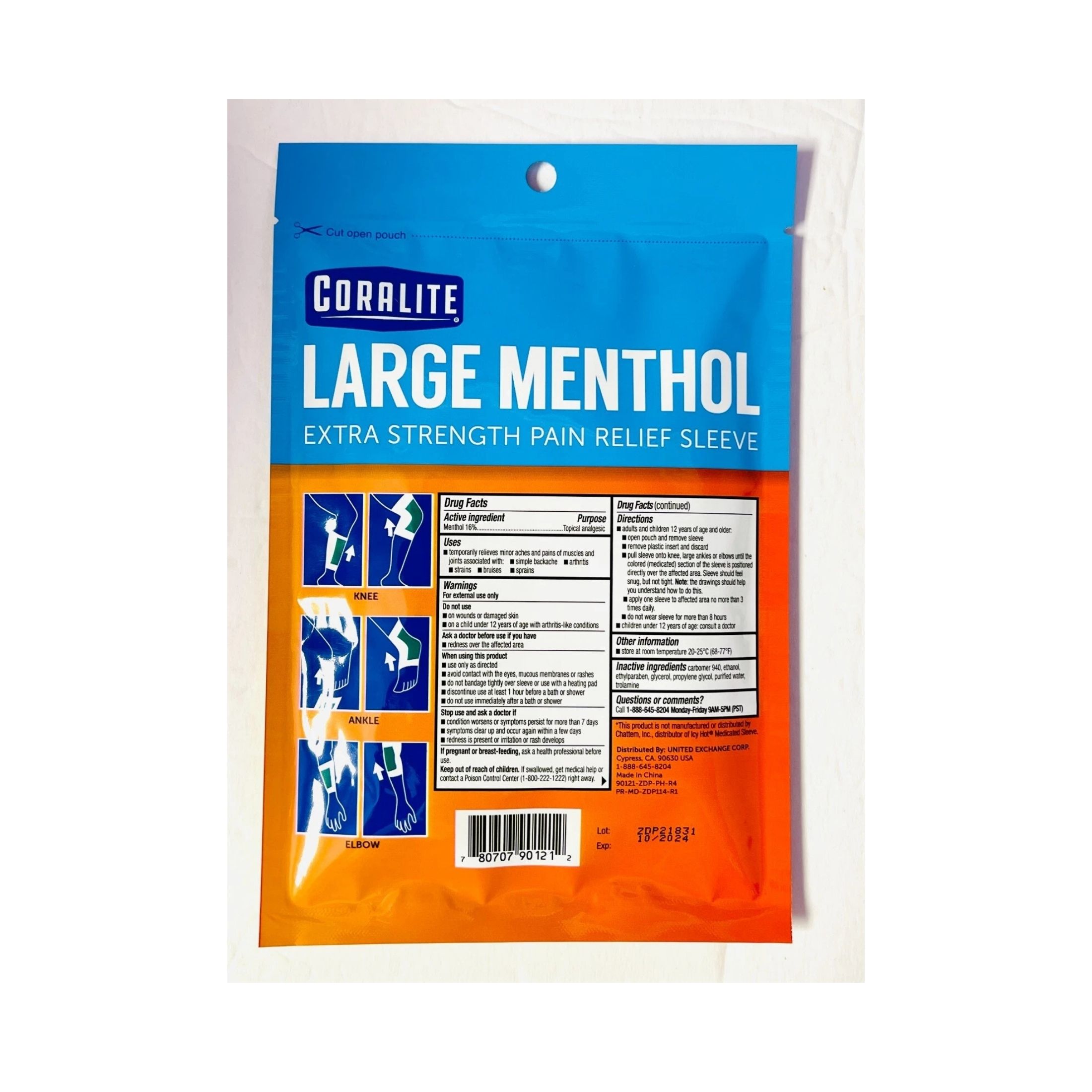Coralite Menthol Extra Strength, Large Knee Pain Relief Sleeve