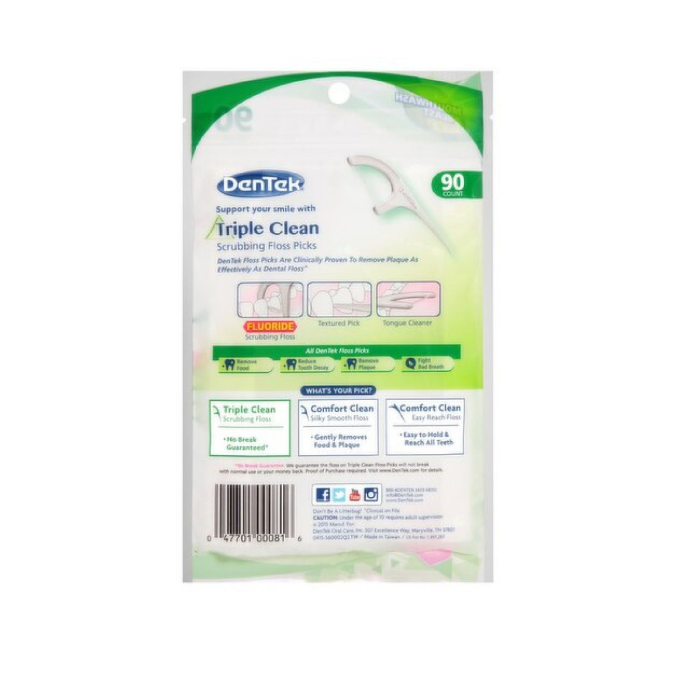 DenTek Floss Picks, Advanced Clean, Mouthwash Blast, Triple Clean
