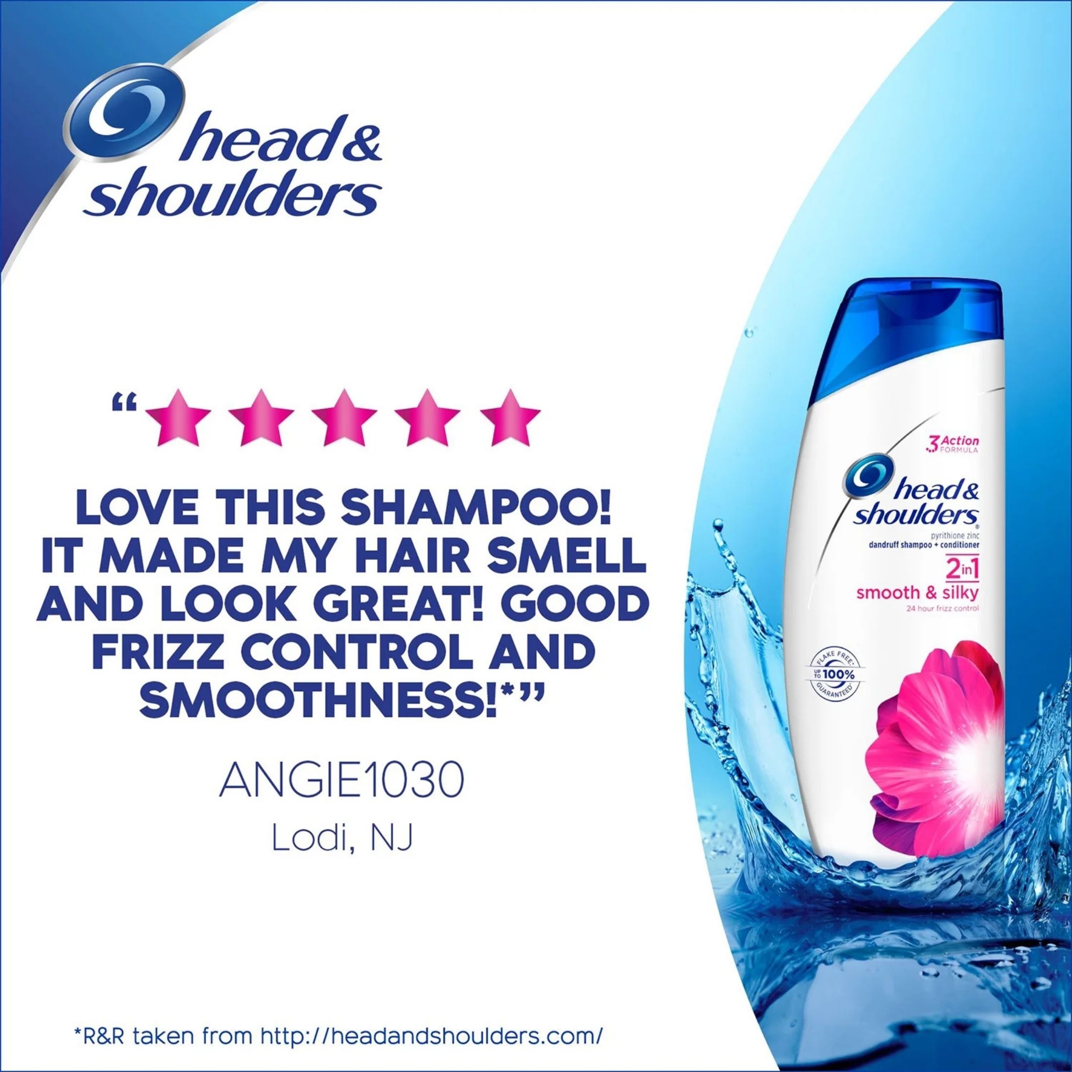 Head & Shoulders Smooth Silky 2 In 1 Dandruff Shampoo Conditioner 13.5 Fl. Oz. Bottle