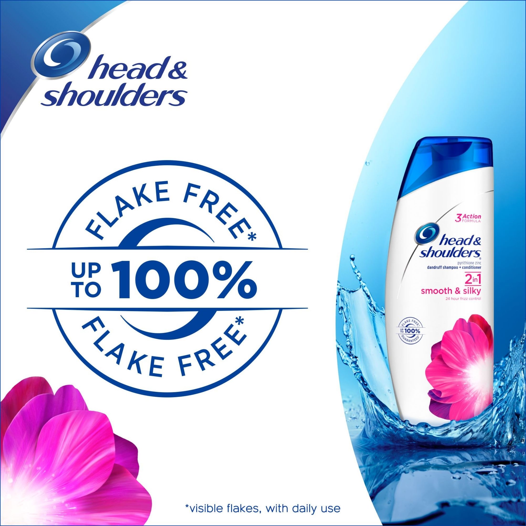 Head & Shoulders Smooth Silky 2 In 1 Dandruff Shampoo Conditioner 13.5 Fl. Oz. Bottle