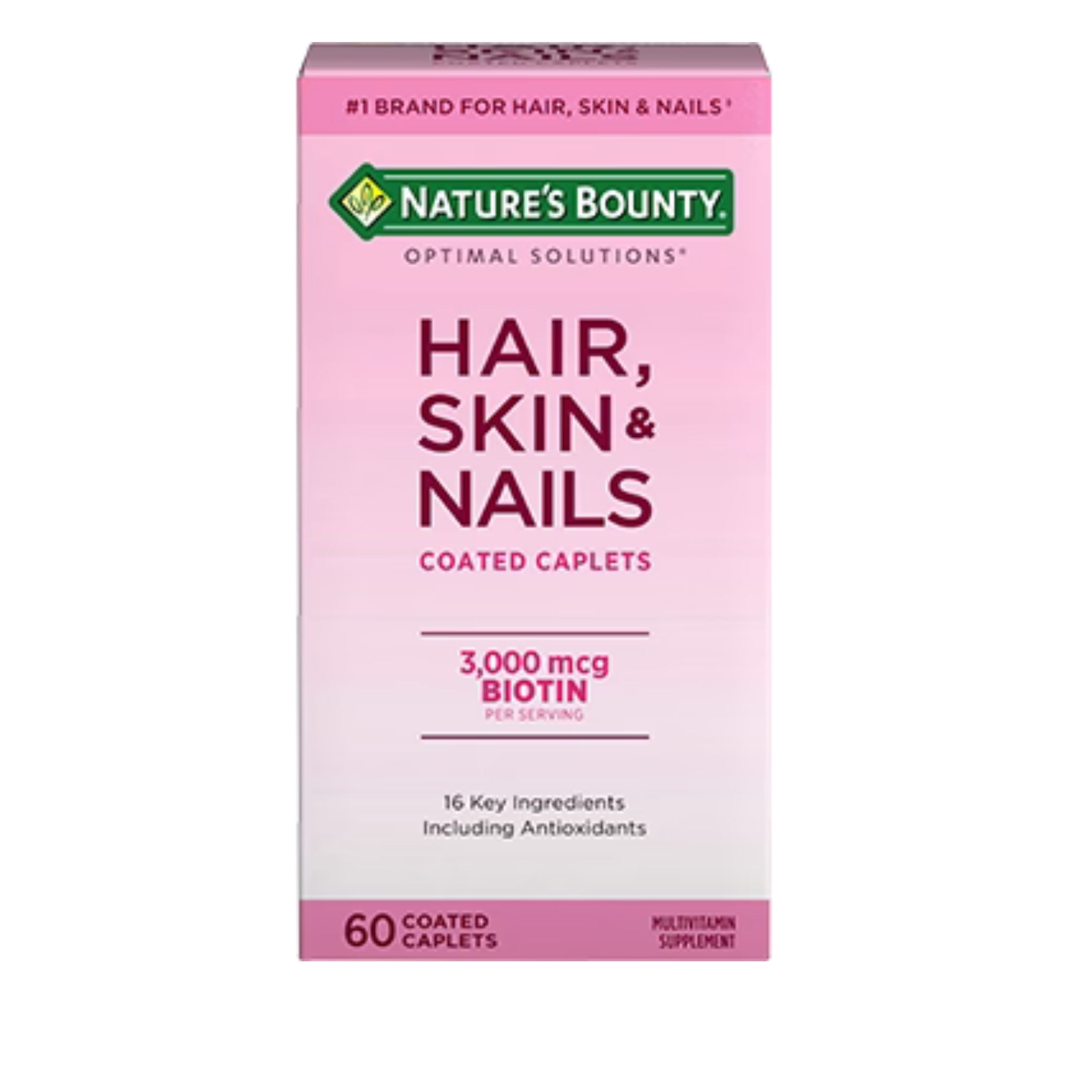 Nature's Bounty Optimal Solutions Hair, Skin & Nails, With Biotin, 3000 Mcg, Coated Caplets