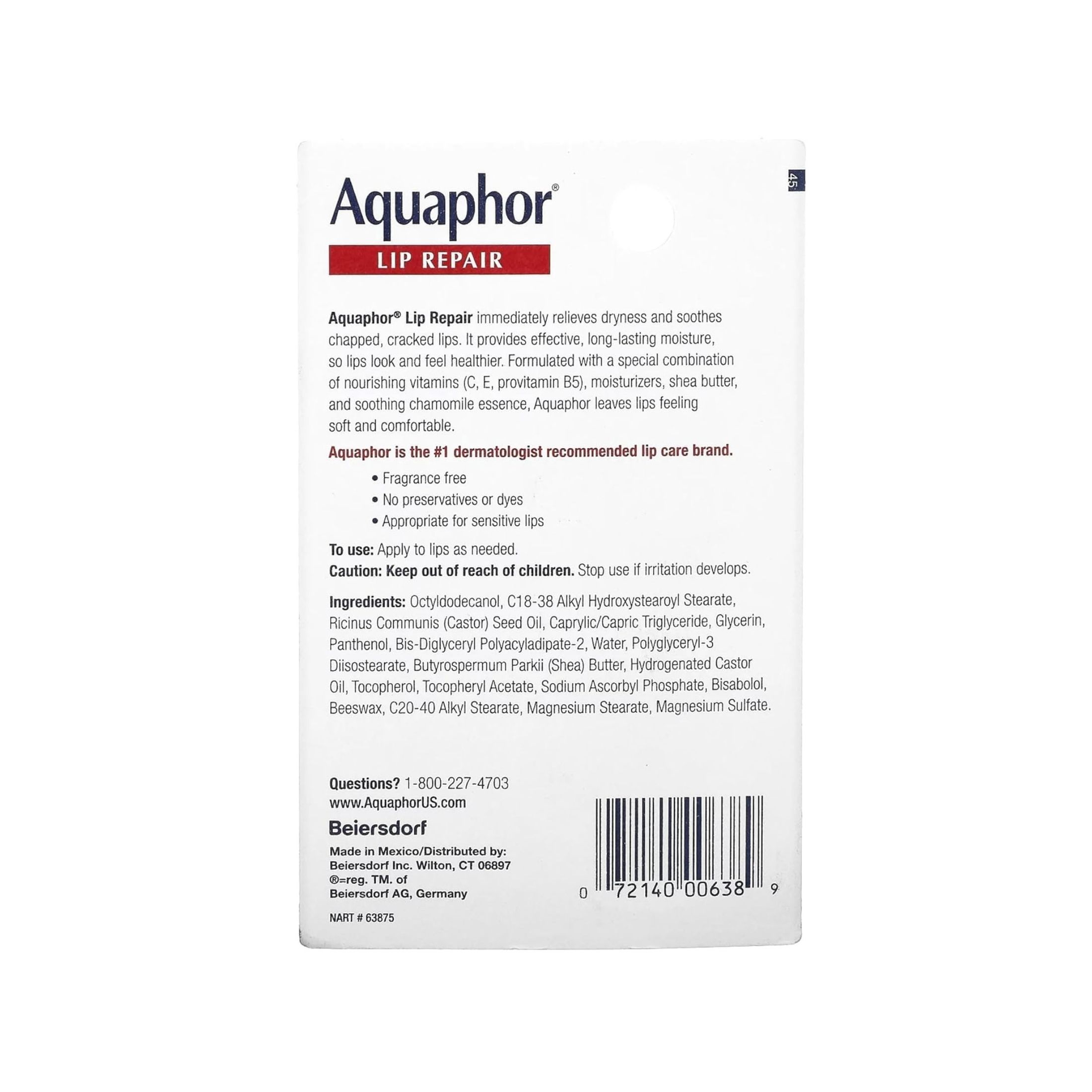 Aquaphor Lip Repair For Immediate Relief - 0.35 Fl Oz