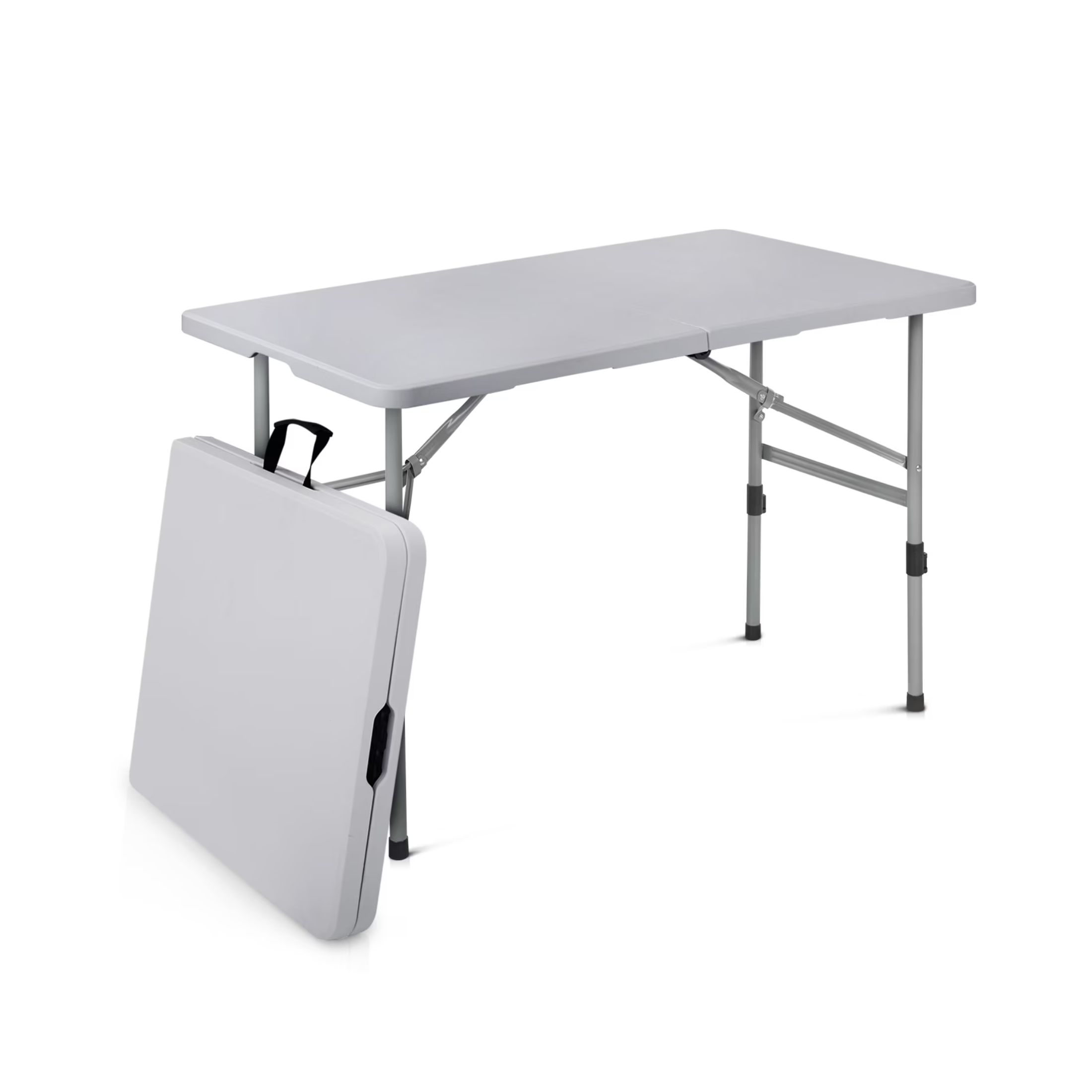 Magshion 4ft Plastic Folding Table Indoor Outdoor Collapsible Portable Dining Table w/Handle Ideal For Picnic Party Camping Gray