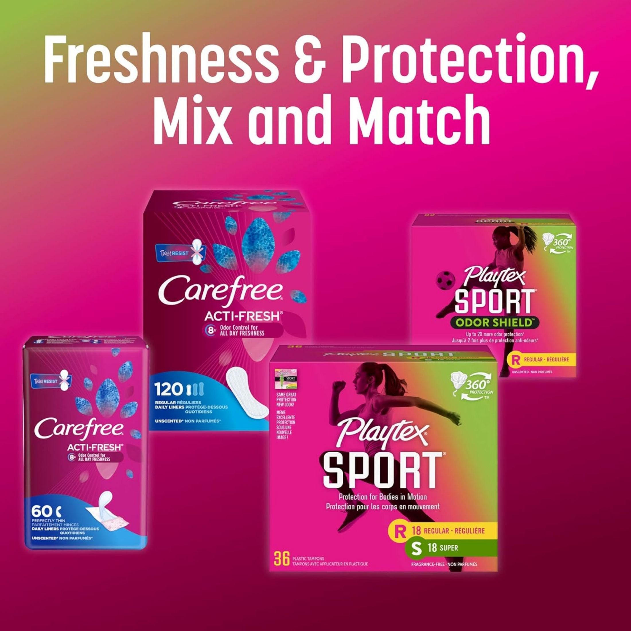 Playtex Sport Regular/Super Plastic Tampons 36 Ea Box