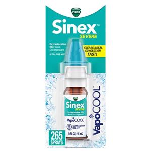 Vicks Sinex Severe Ultra Fine Nasal Mist With Vapo Cool. Max Strength Congestion Relief: Works In Seconds, Lasts 12 Hours, 0.5 Fl Oz