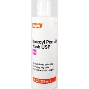 Rugby Benzoyl Peroxide Acne Wash USP 5%, 8 Oz Bottle