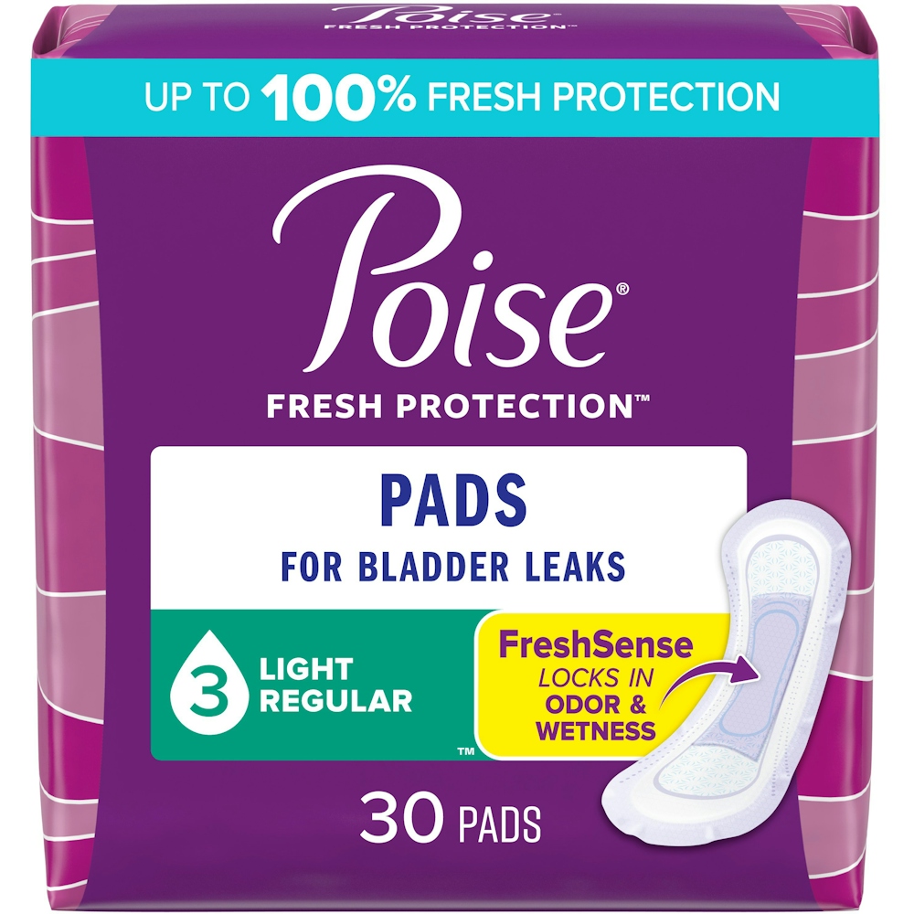 Poise Ultra Thin Incontinence Pads Light Absorbency Regular