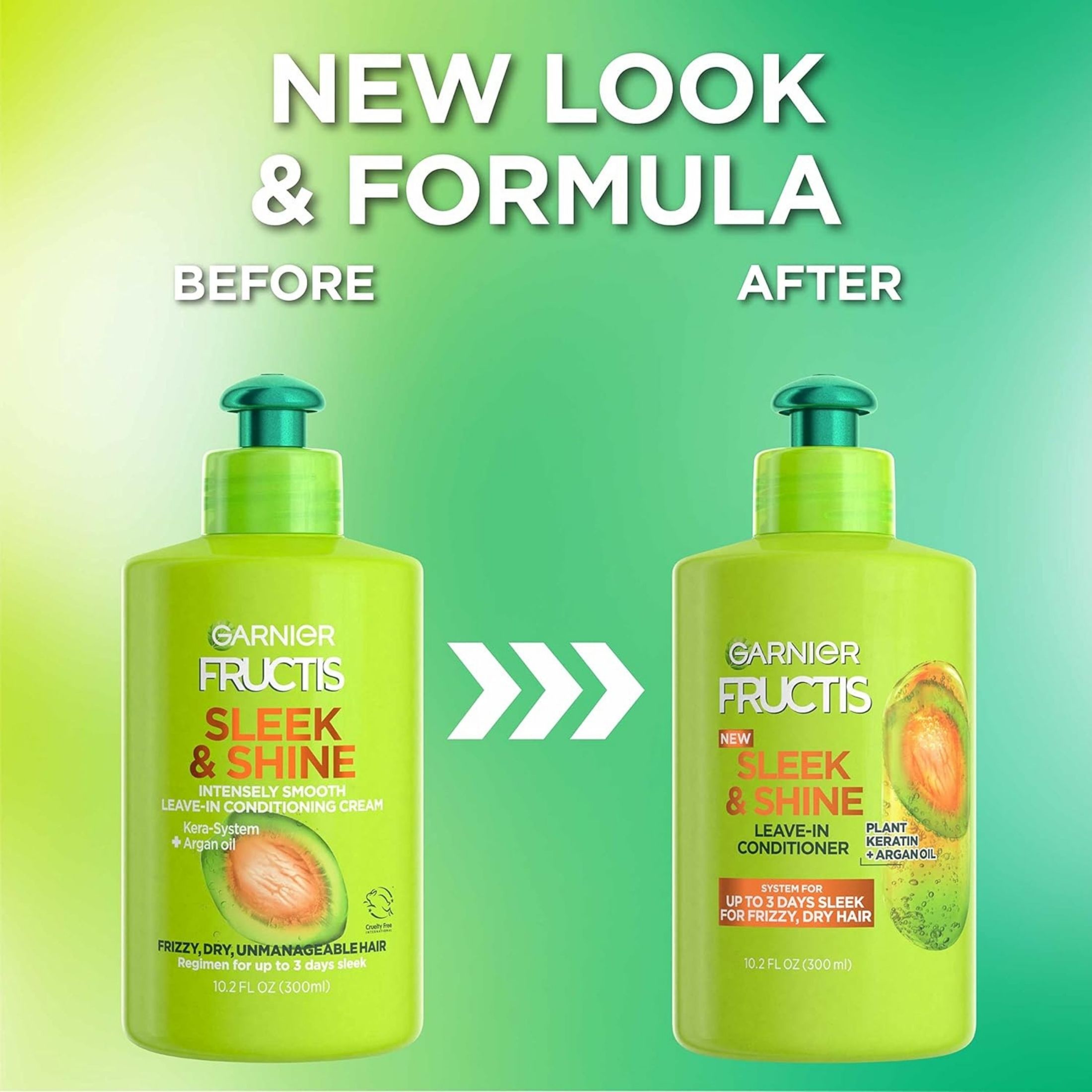 Fructis Garnier Sleek & Shine Intensely Smooth Leave-In Conditioning Cream, 10.2 Fl Oz