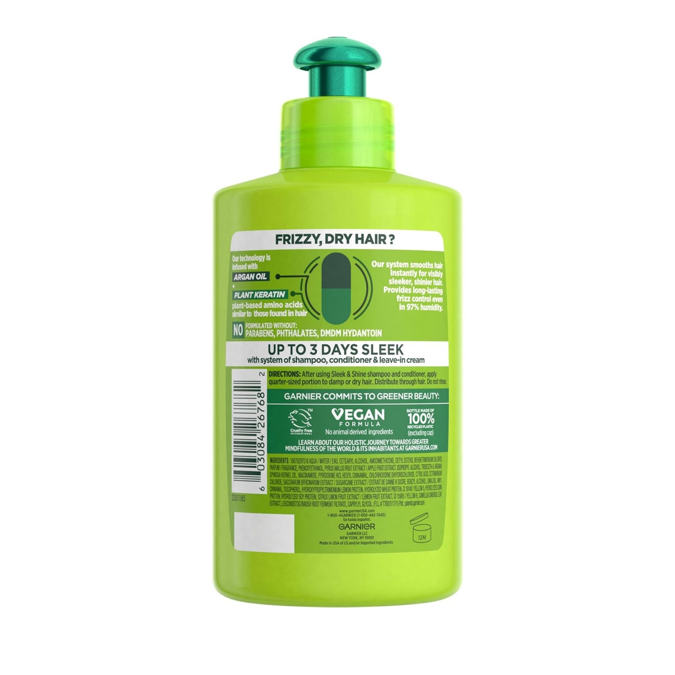 Fructis Garnier Sleek & Shine Intensely Smooth Leave-In Conditioning Cream, 10.2 Fl Oz