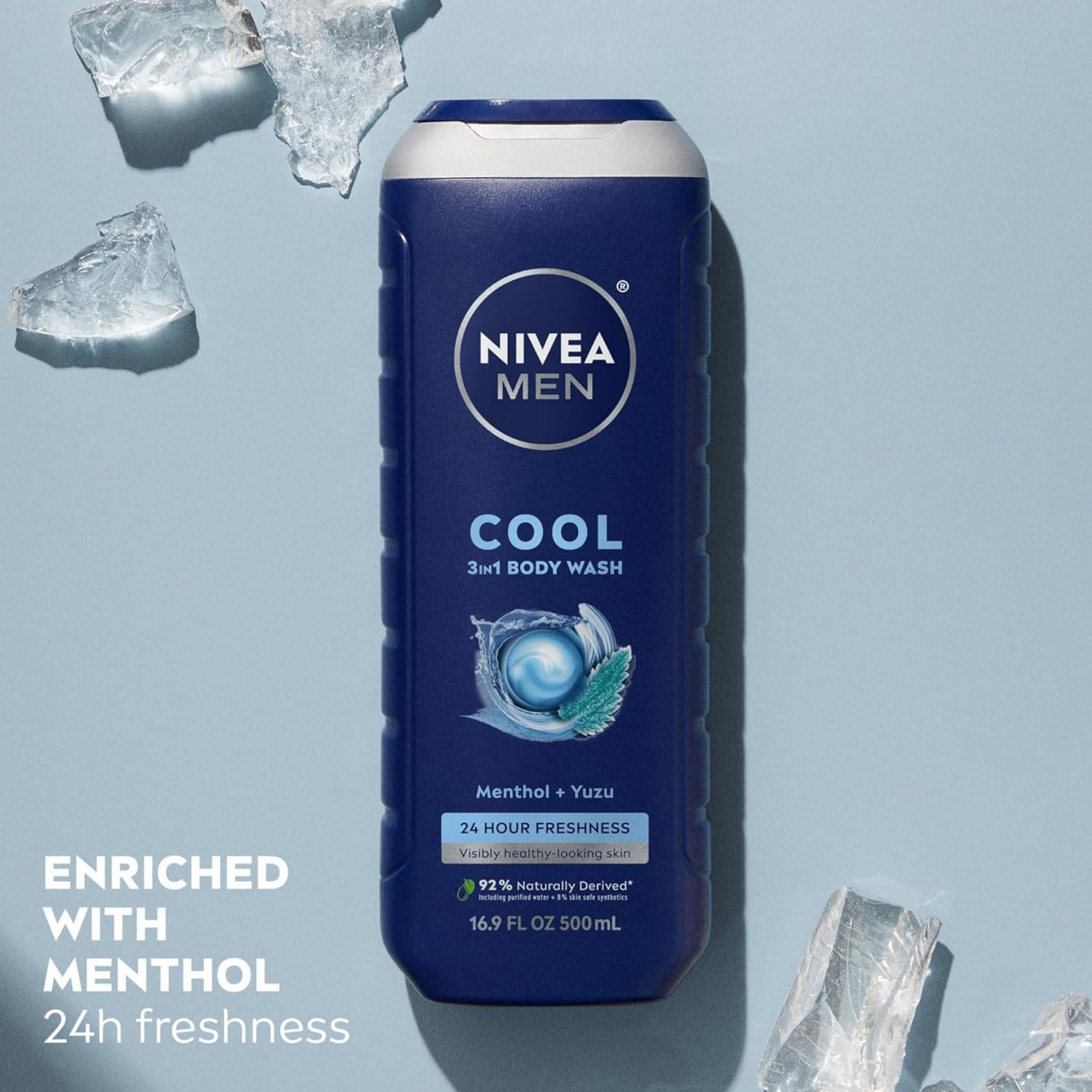 Nivea Men Cool Body Wash With Icy Menthol, 16.9 Fl Oz Bottle