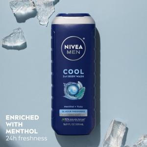 Nivea Men Cool Body Wash With Icy Menthol, 16.9 Fl Oz Bottle
