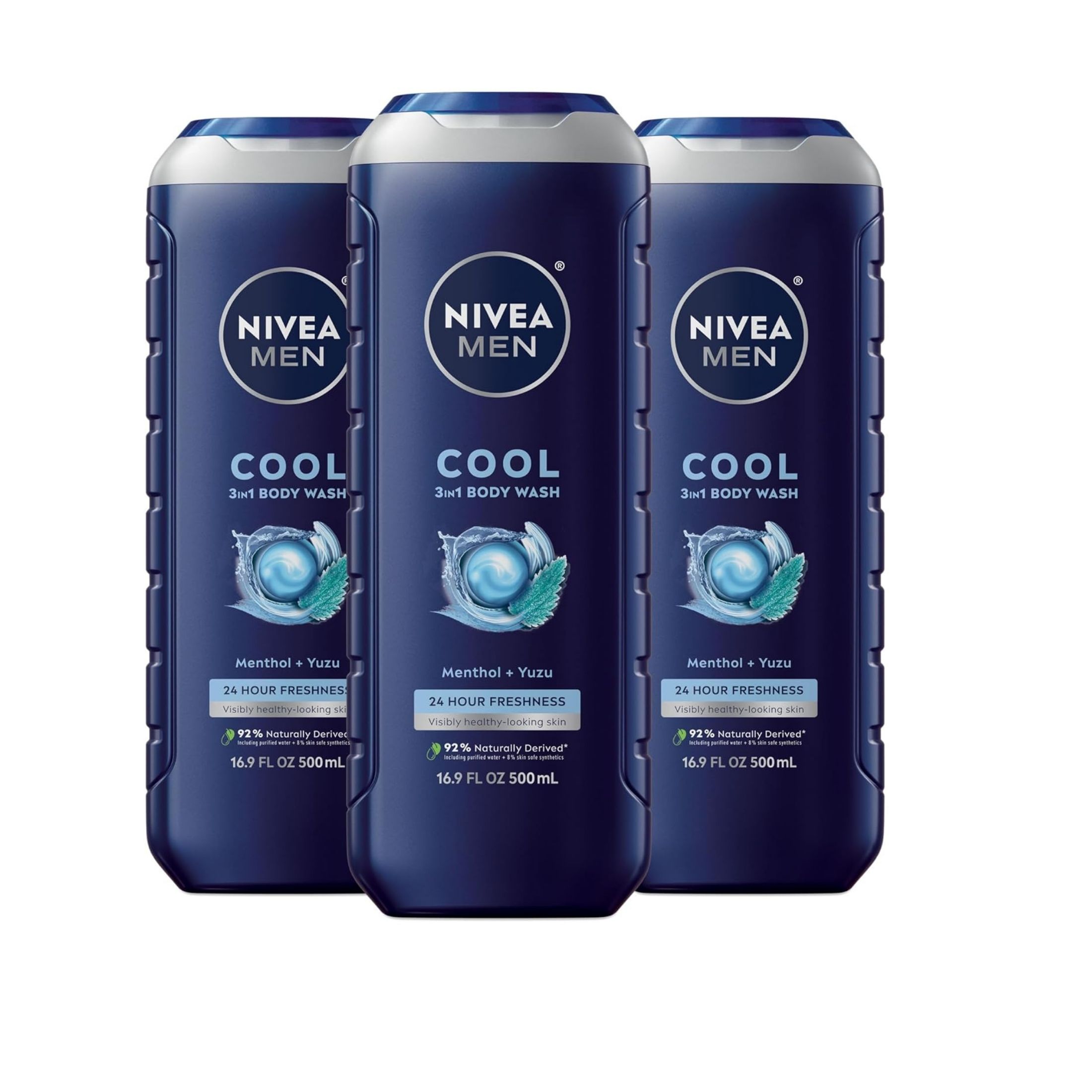 Nivea Men Cool Body Wash With Icy Menthol, 16.9 Fl Oz Bottle
