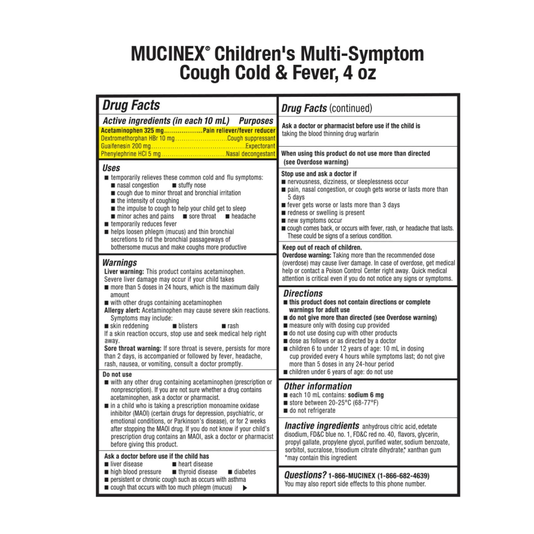 Mucinex Children's Multi Symptom Cough, Cold And Fever Liquid, Very Berry, 4 Ounce (Packaging May Vary)