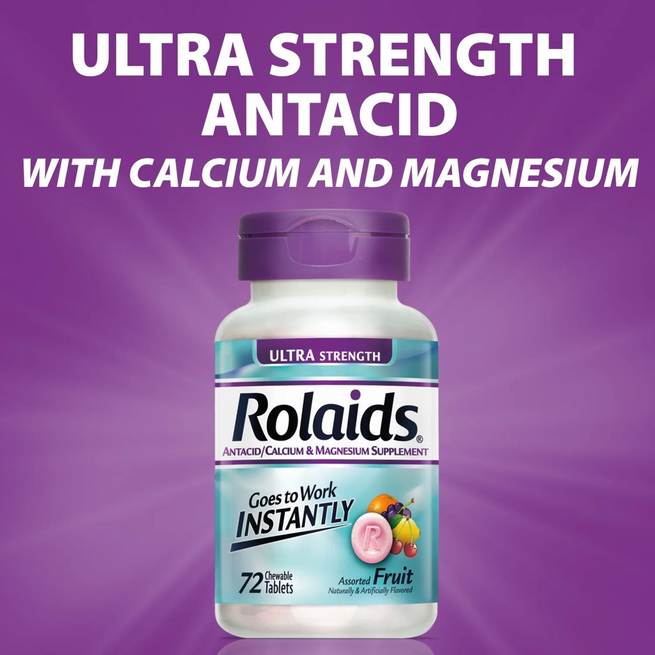 Rolaids Antacid/Calcium & Magnesium Supplement Chewable Tablets Ultra Strength Assorted Fruit