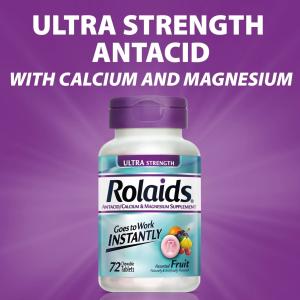 Rolaids Antacid/Calcium & Magnesium Supplement Chewable Tablets Ultra Strength Assorted Fruit