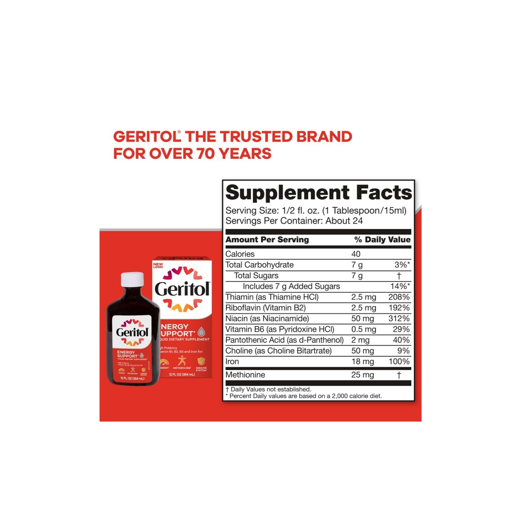 Geritol Liquid Vitamin And Iron Energy Support Supplement