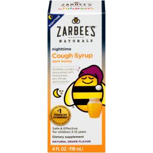 Zarbee's Naturals Nighttime Dark Honey Natural Grape Flavor Cough Syrup 4 Fl Oz Box