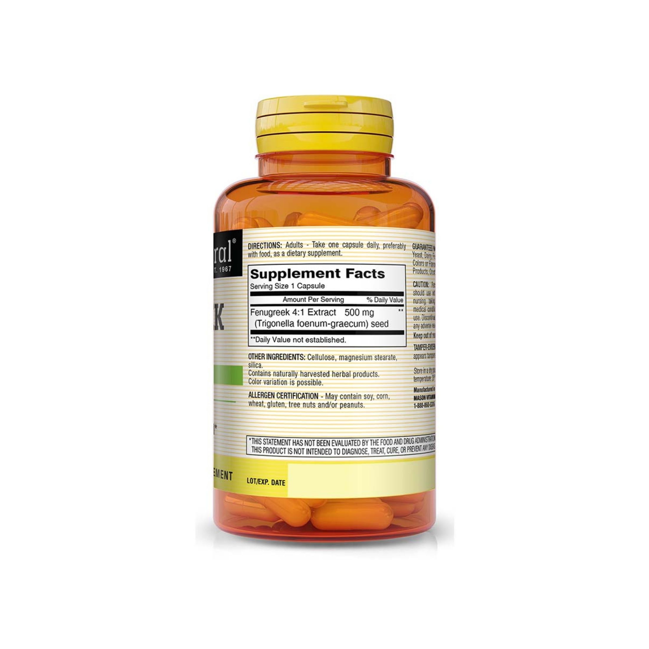 Mason Natural Fenugreek Blood Sugar Health, 90 Capsules