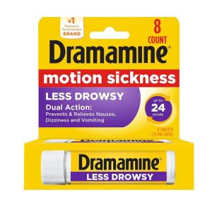 Dramamine All Day Less Drowsy Motion Sickness Relief Tablets, 25 Mg, 8 Count