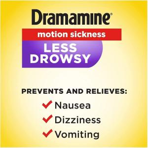 Dramamine All Day Less Drowsy Motion Sickness Relief Tablets, 25 Mg, 8 Count