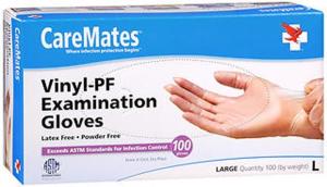 CareMates Vinyl Powder Free Examination Gloves Large
