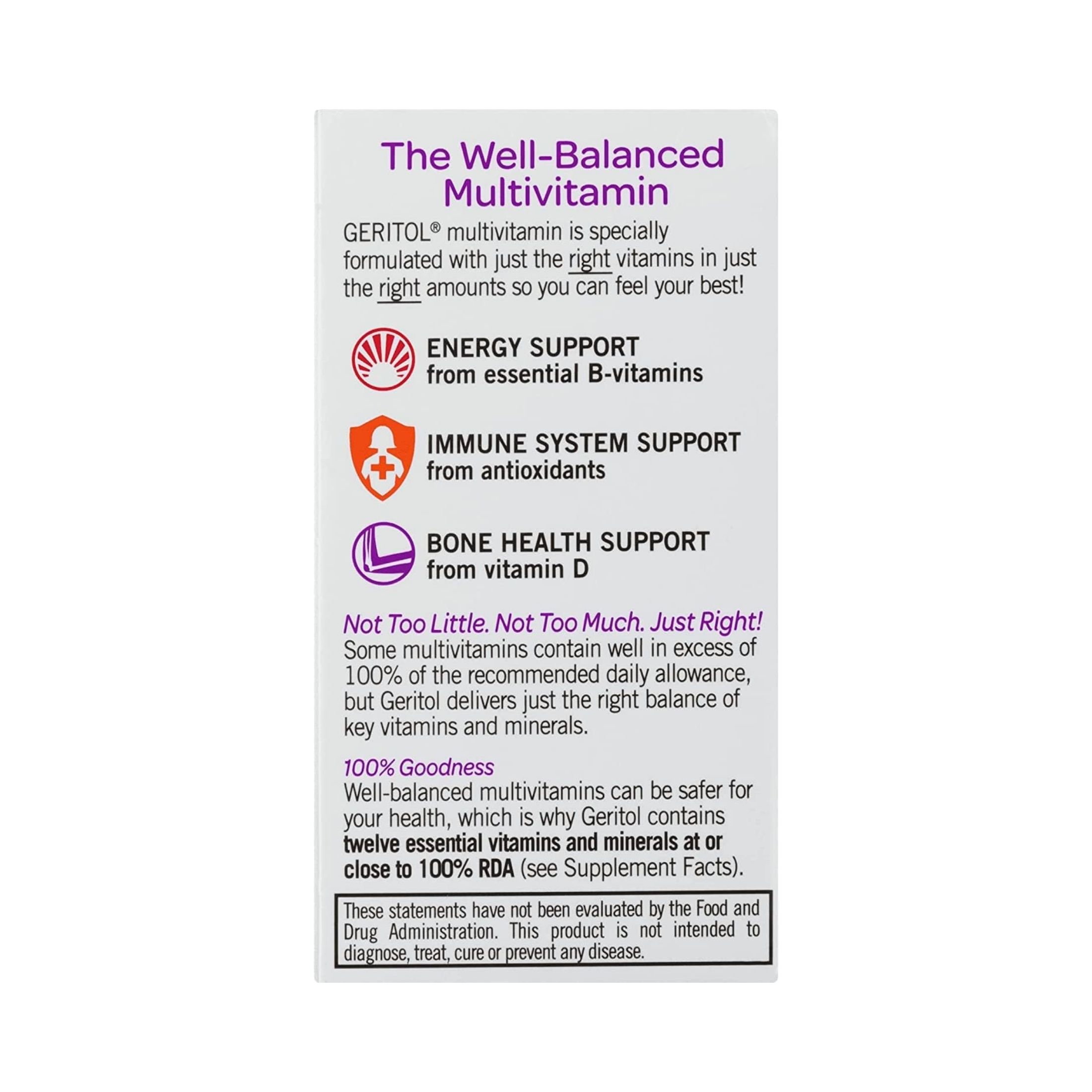 Geritol Multivitamin Multimineral Nutrition Support Tablets 100 Count