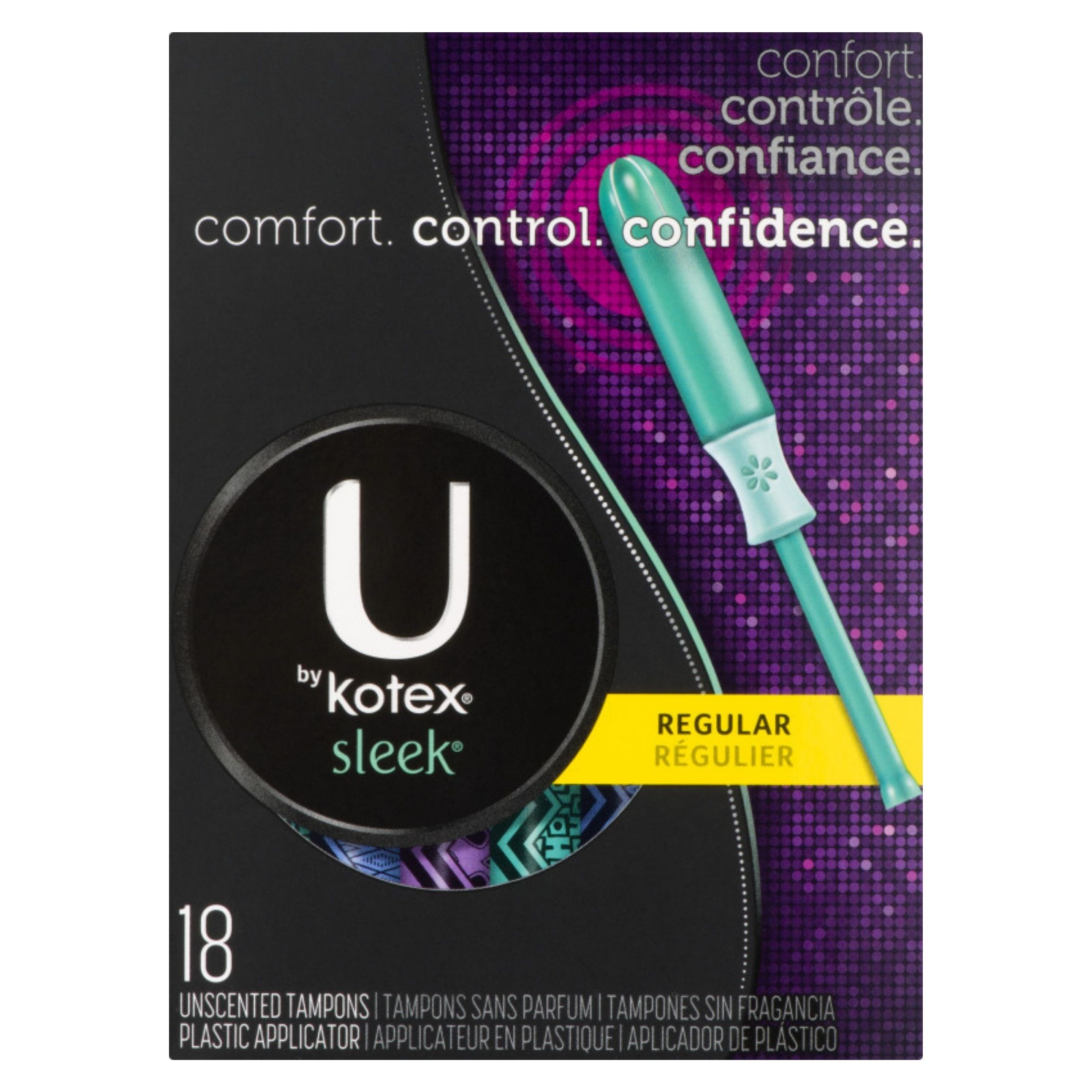U by Kotex Sleek Tampons, Plastic, Regular, Unscented