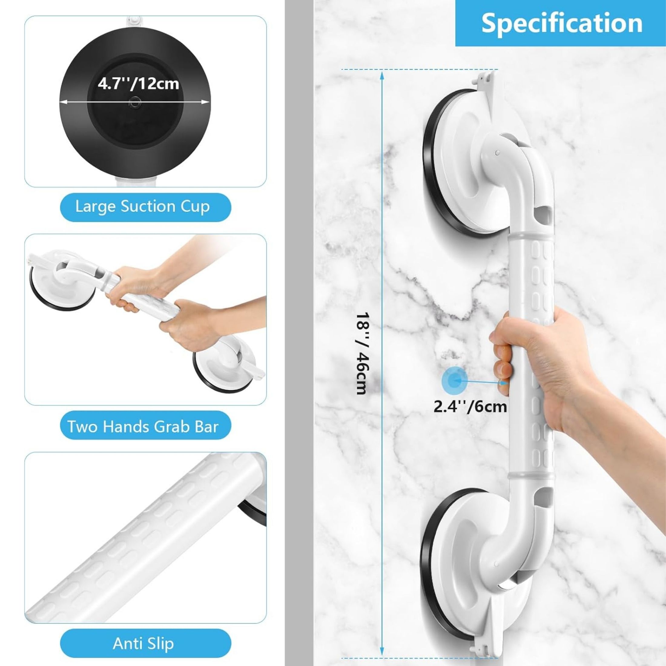 Suction Grab Bar With Safety Indicators 18