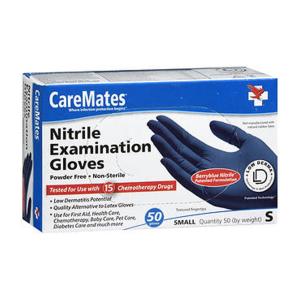 CareMates Nitrile Powder Free Exam Gloves, Small