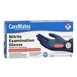 CareMates Nitrile Powder Free Exam Gloves, Large