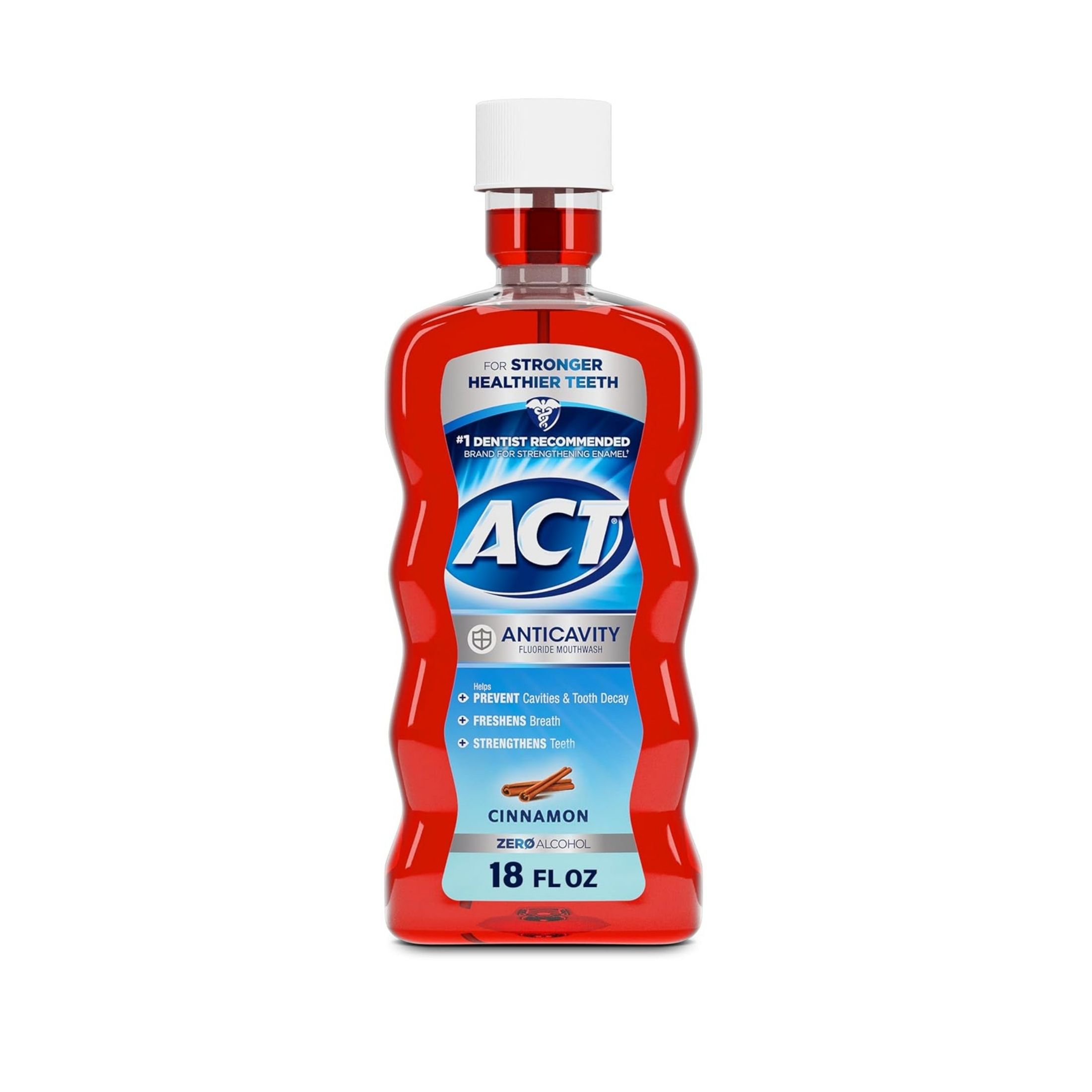 Act Fluoride Mouthwash, Anticavity, Cinnamon, Zero Alcohol 18 Fl Oz
