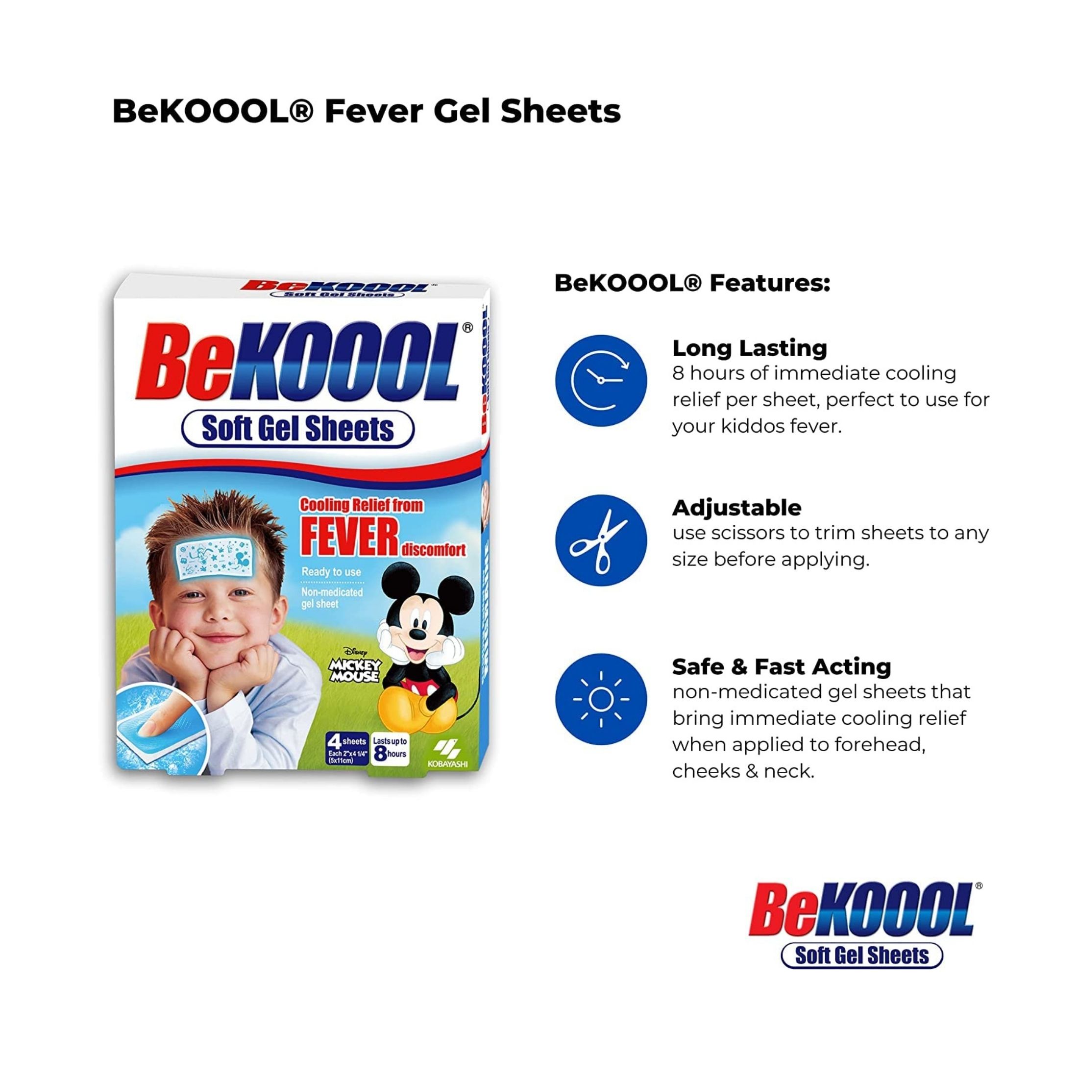 Be Koool Immediate Cooling Fever Reducing Soft Gel Sheets For Kids