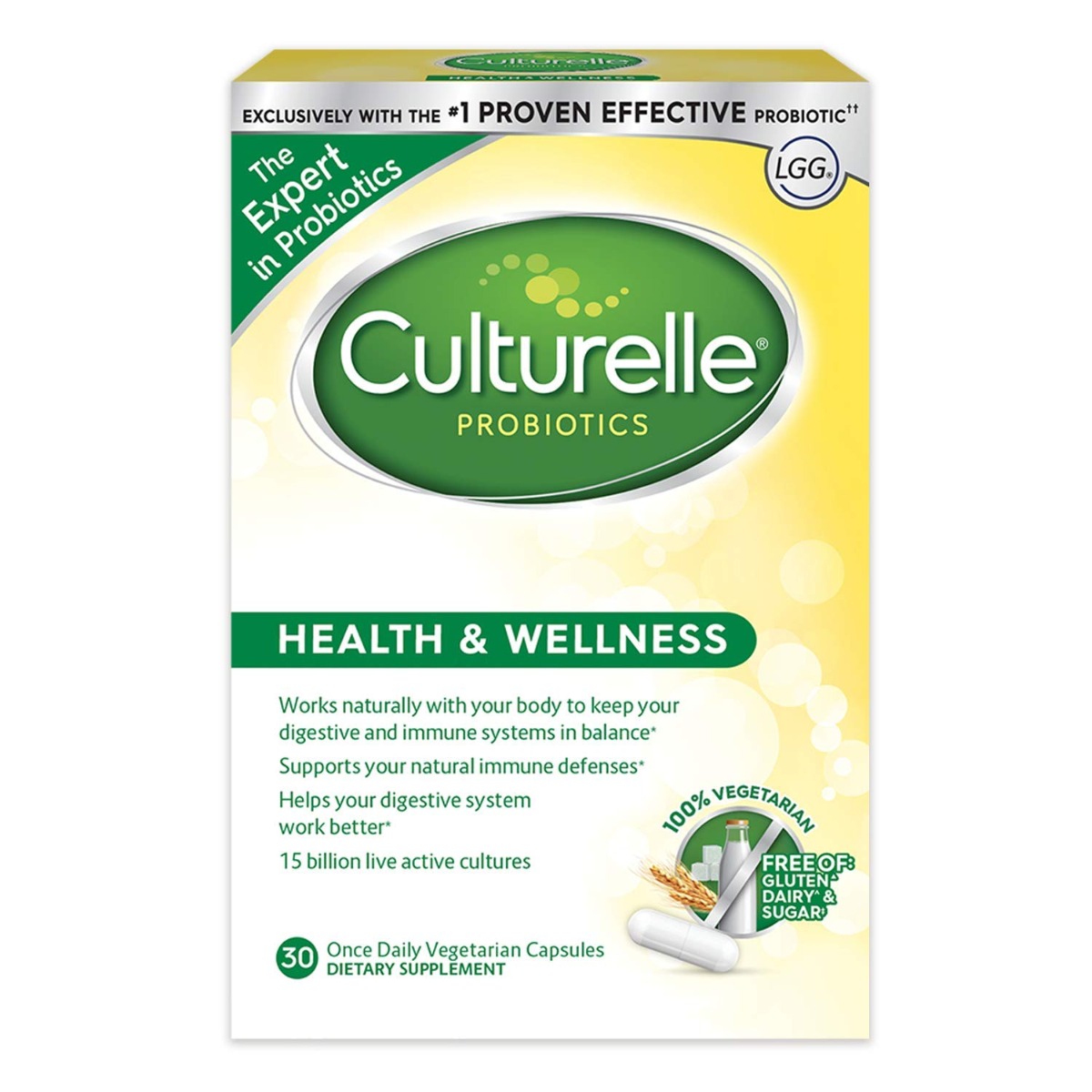 Culturelle Health & Wellness Daily Immune Support Probiotic Vegetarian Dietary Supplement Capsules For Women And Men - 30ct