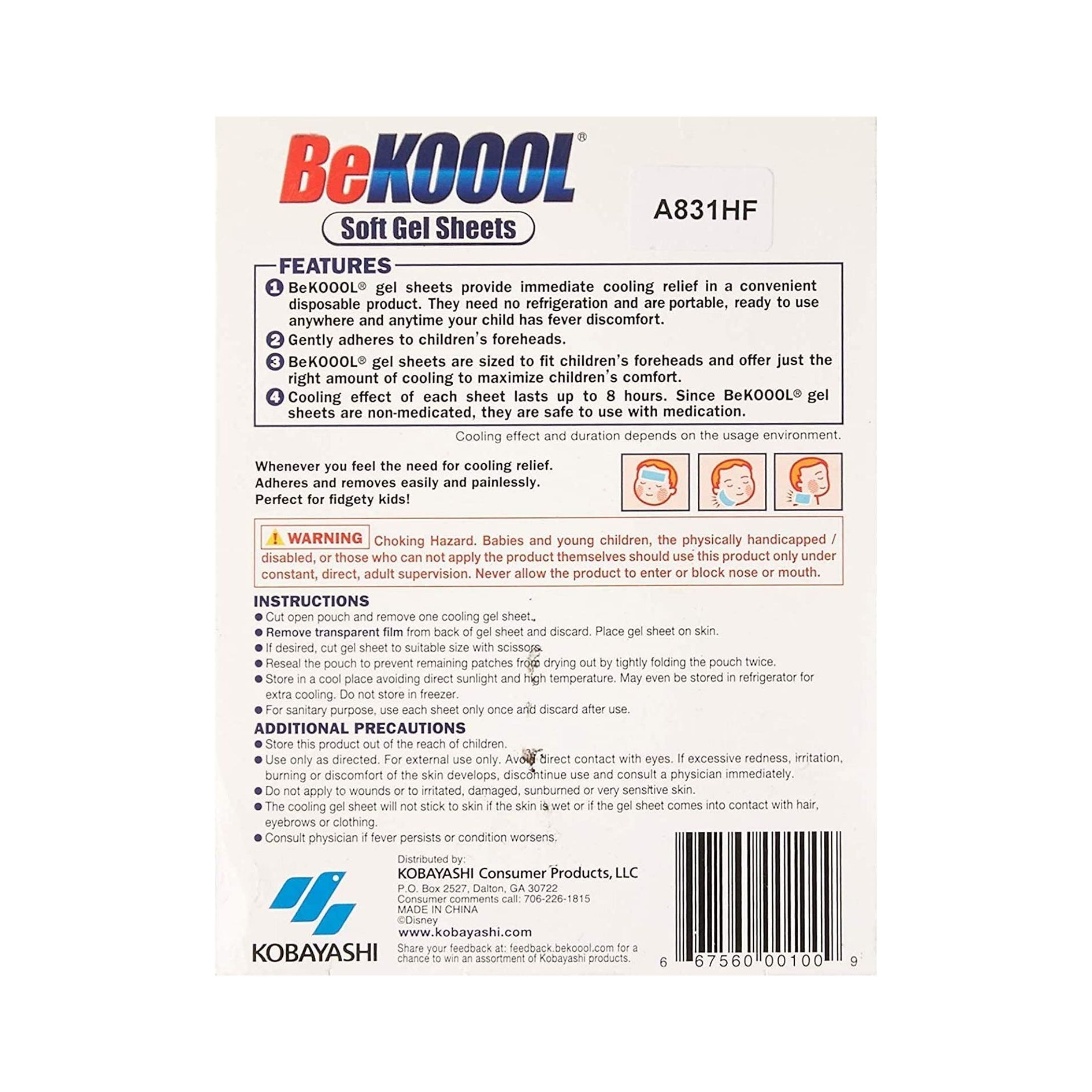 Be Koool Immediate Cooling Fever Reducing Soft Gel Sheets For Kids