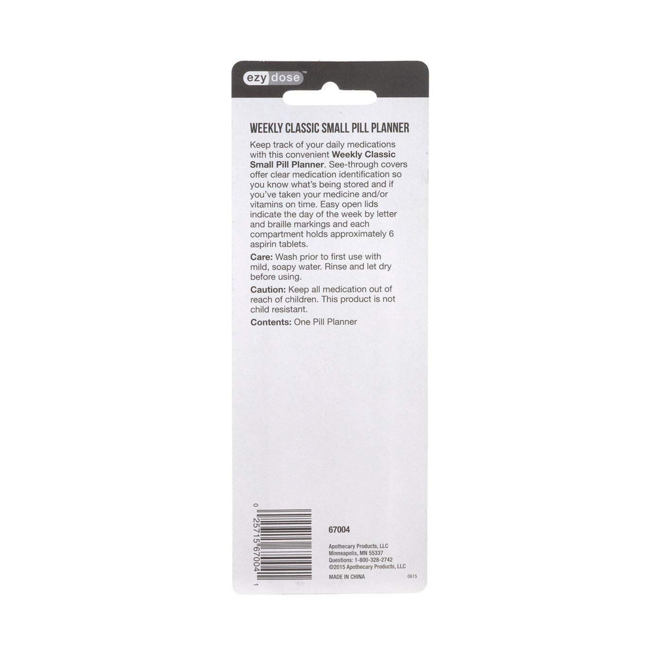 Ezy Dose Weekly Classic Pill Planner - Small
