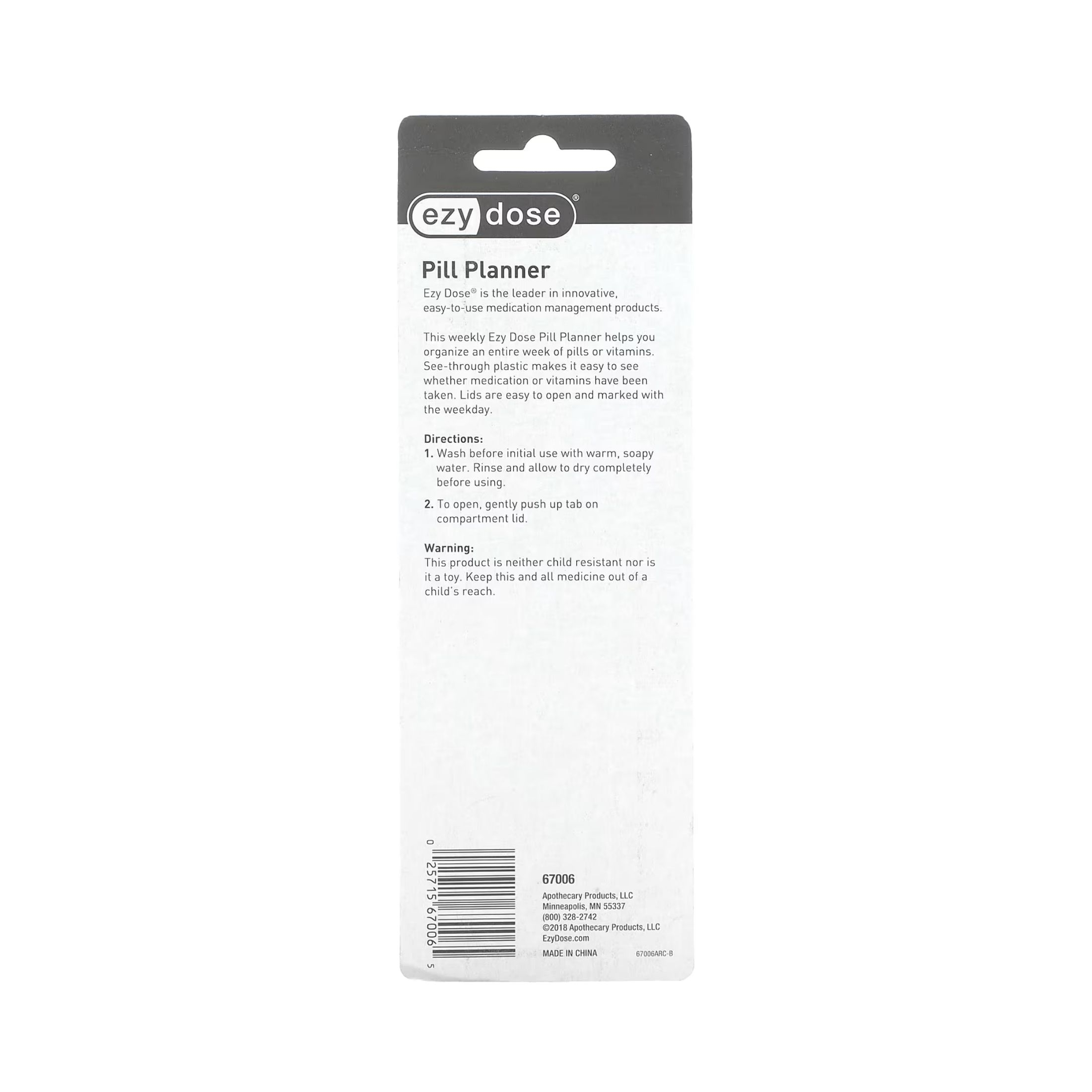 Ezy Dose 7 Day Pill Box Reminder - Large