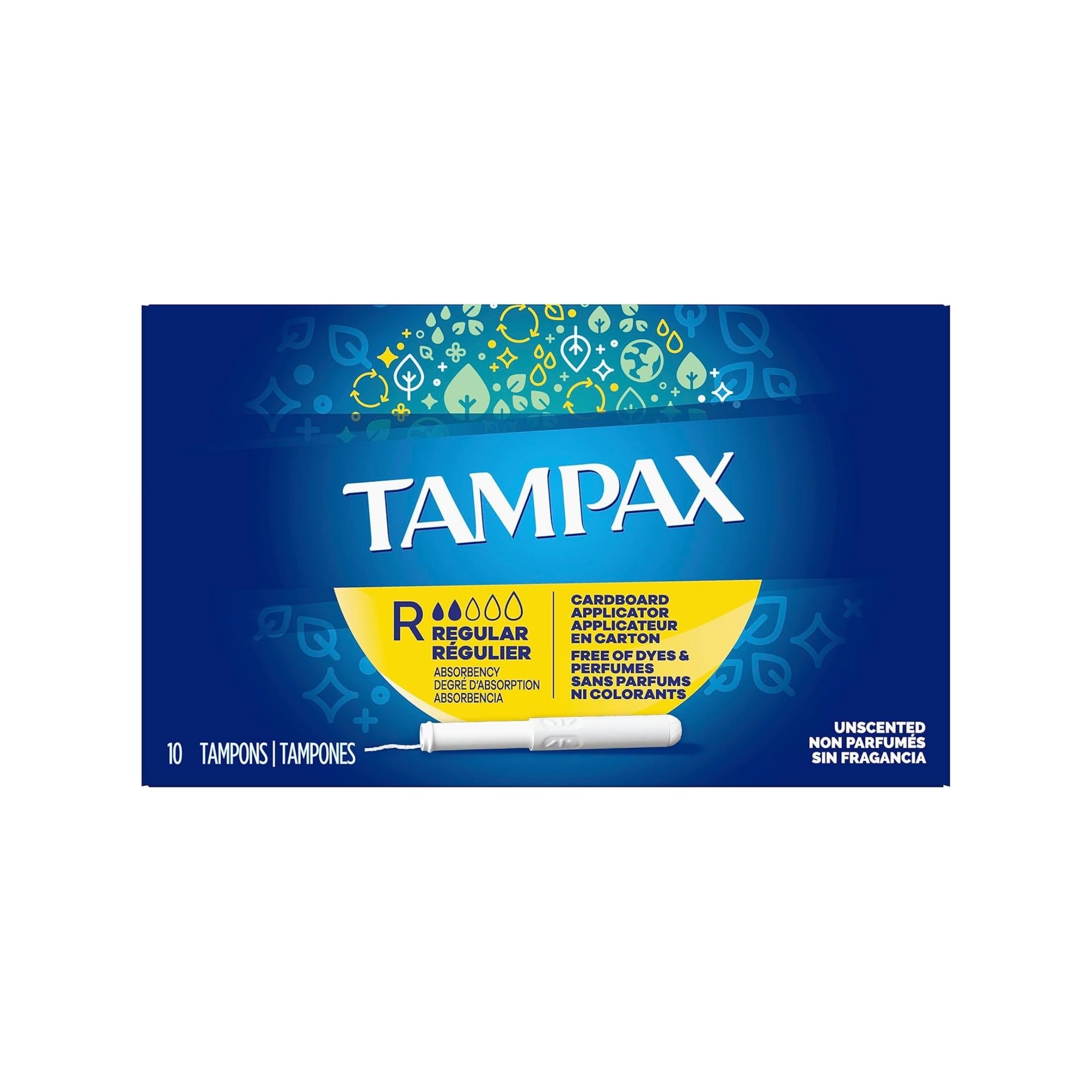 Tampax Cardboard Tampons Regular Absorbency, Anti-Slip Grip, LeakGuard Skirt, Unscented