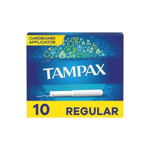 Tampax Cardboard Tampons Regular Absorbency, Anti-Slip Grip, LeakGuard Skirt, Unscented
