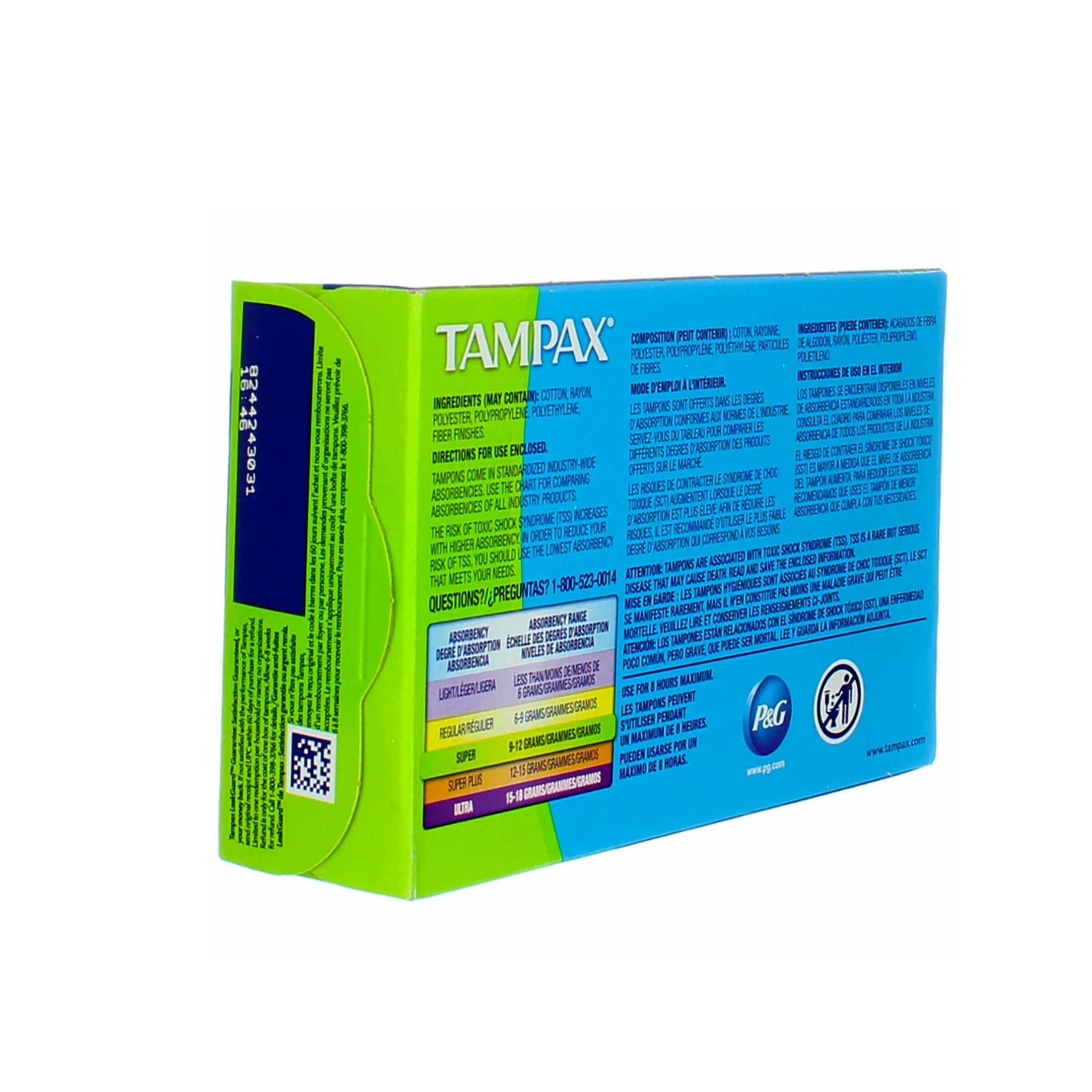 Tampax Cardboard Applicator Tampons Super Absorbency