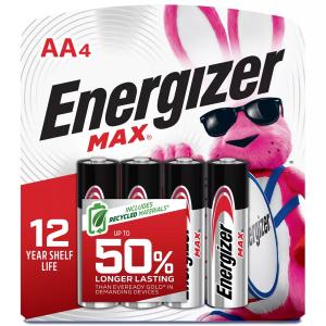 Energizer Max AA 4 Pack Alkaline Batteries