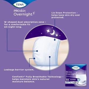 Tena ProSkin Overnight Super Protective Incontinence Underwear, Heavy Absorbency, Unisex, Large