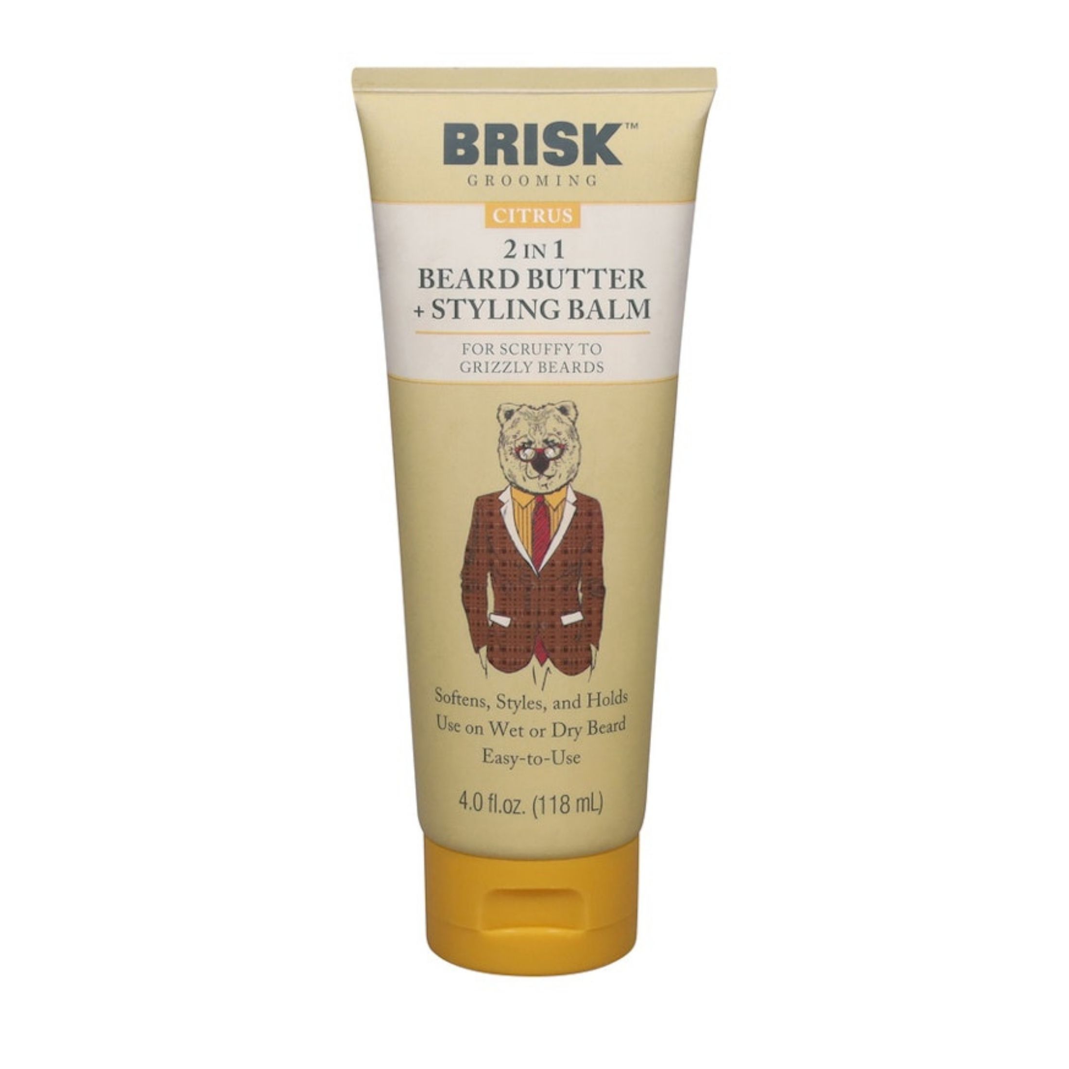 Brisk Grooming Citrus Beard Butter Styling Balm, 4 Oz
