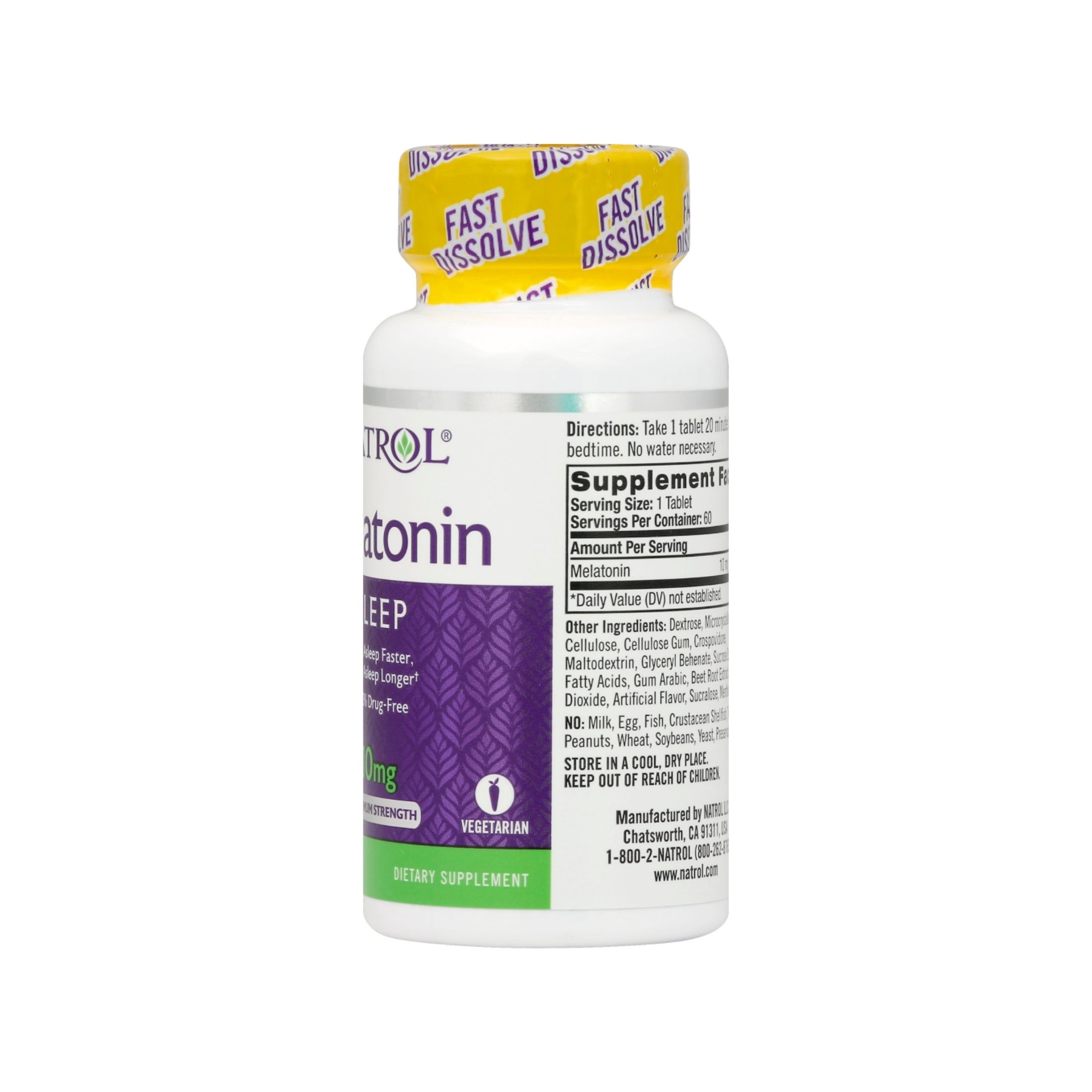 Natrol Maximum Strength Strawberry Flavor Melatonin Sleep Tablets Value Size, 10 Mg