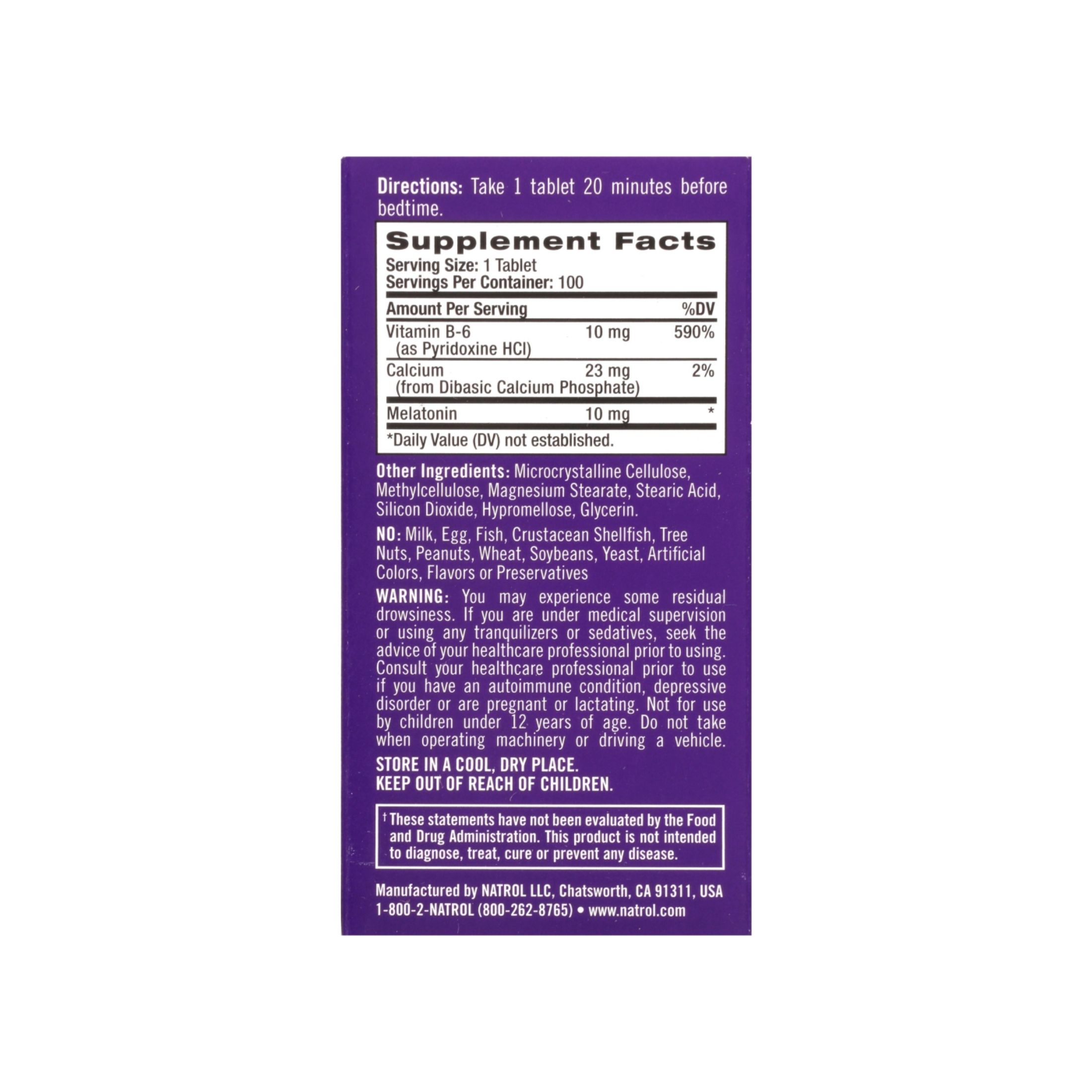 Natrol Advanced Sleep Melatonin — 10 Mg – 100 Tablets