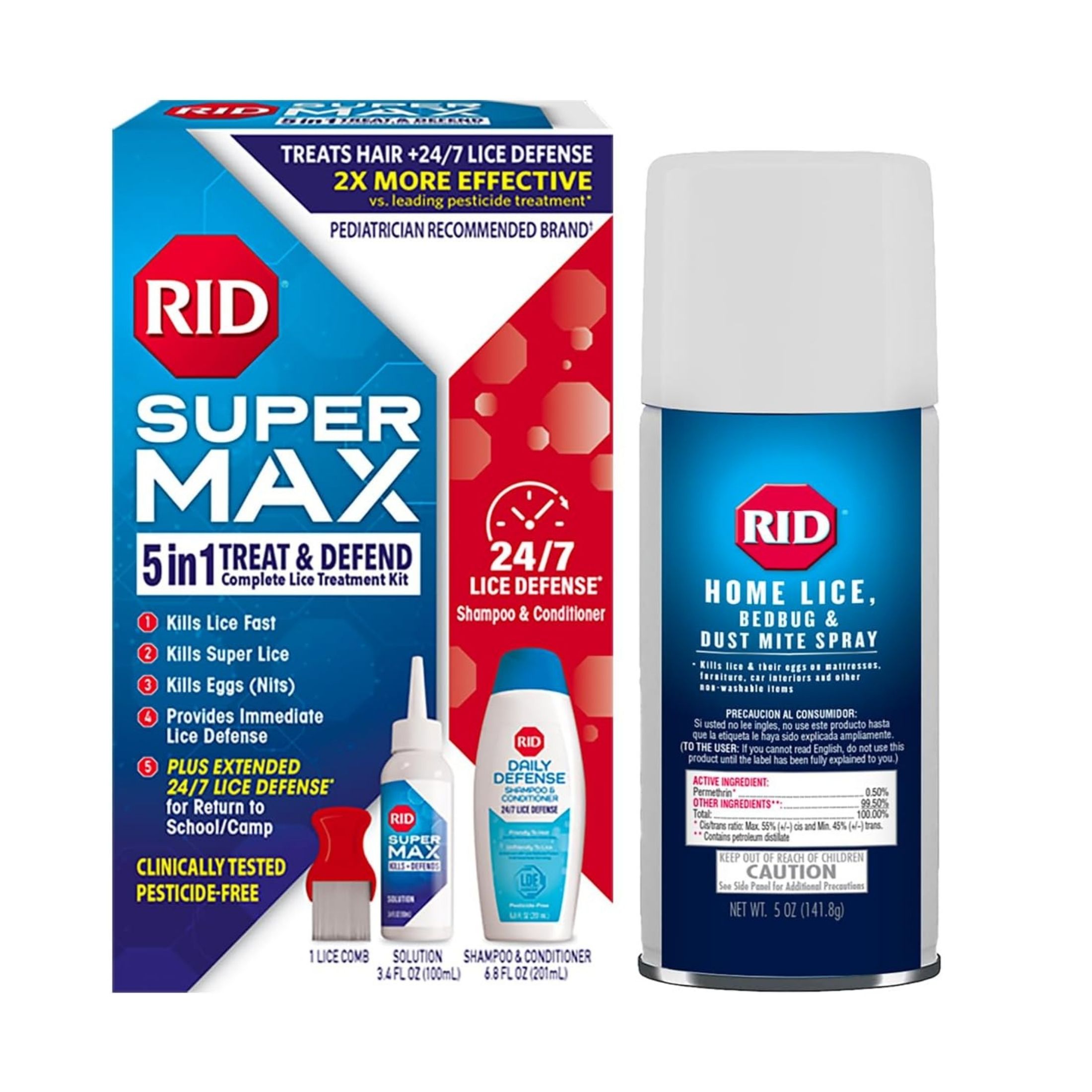 Rid Super Max, Lice Elimination Kit, Complete, 5 In 1