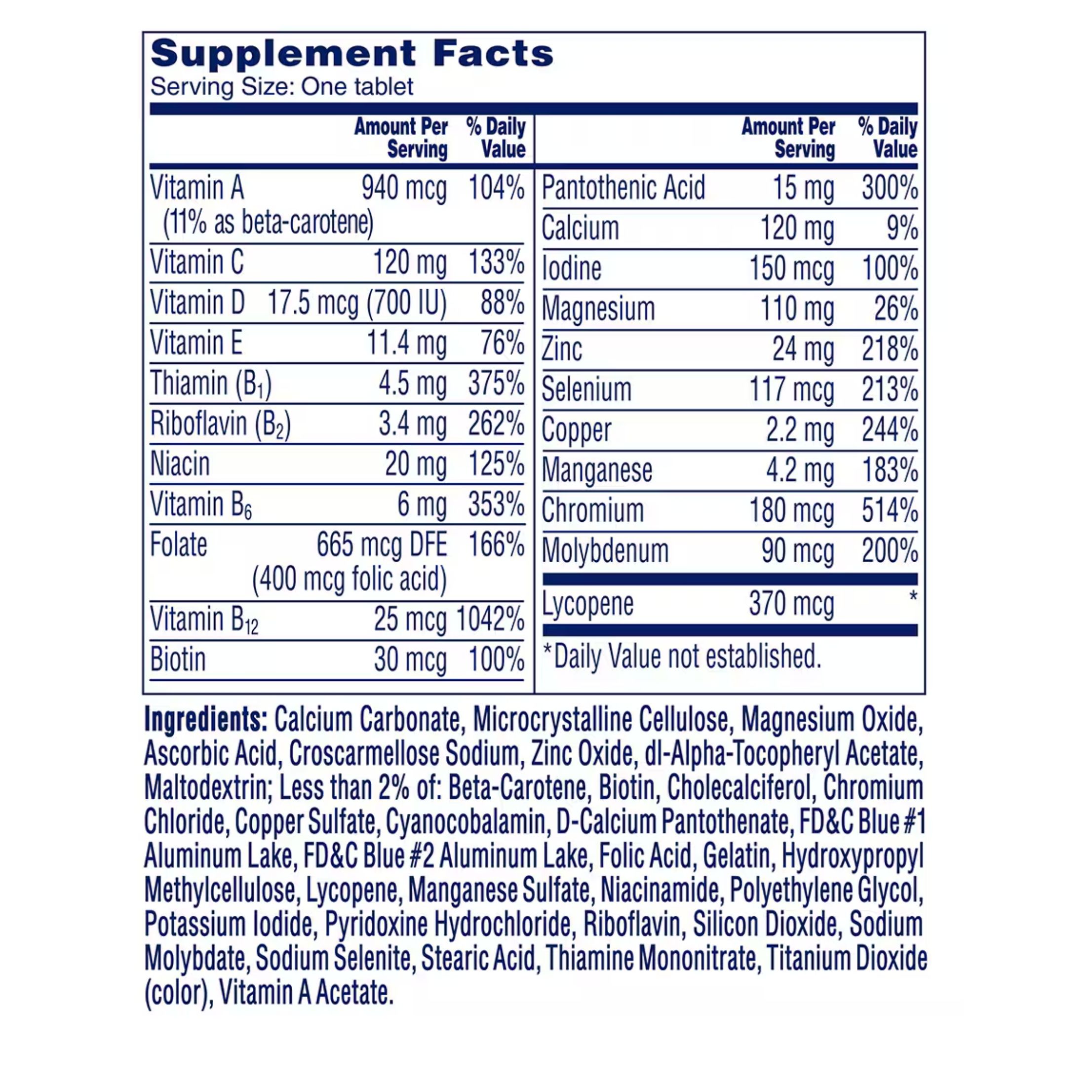 One A Day Complete Multivitamin, Triple Immune Support, Adult, Tablets